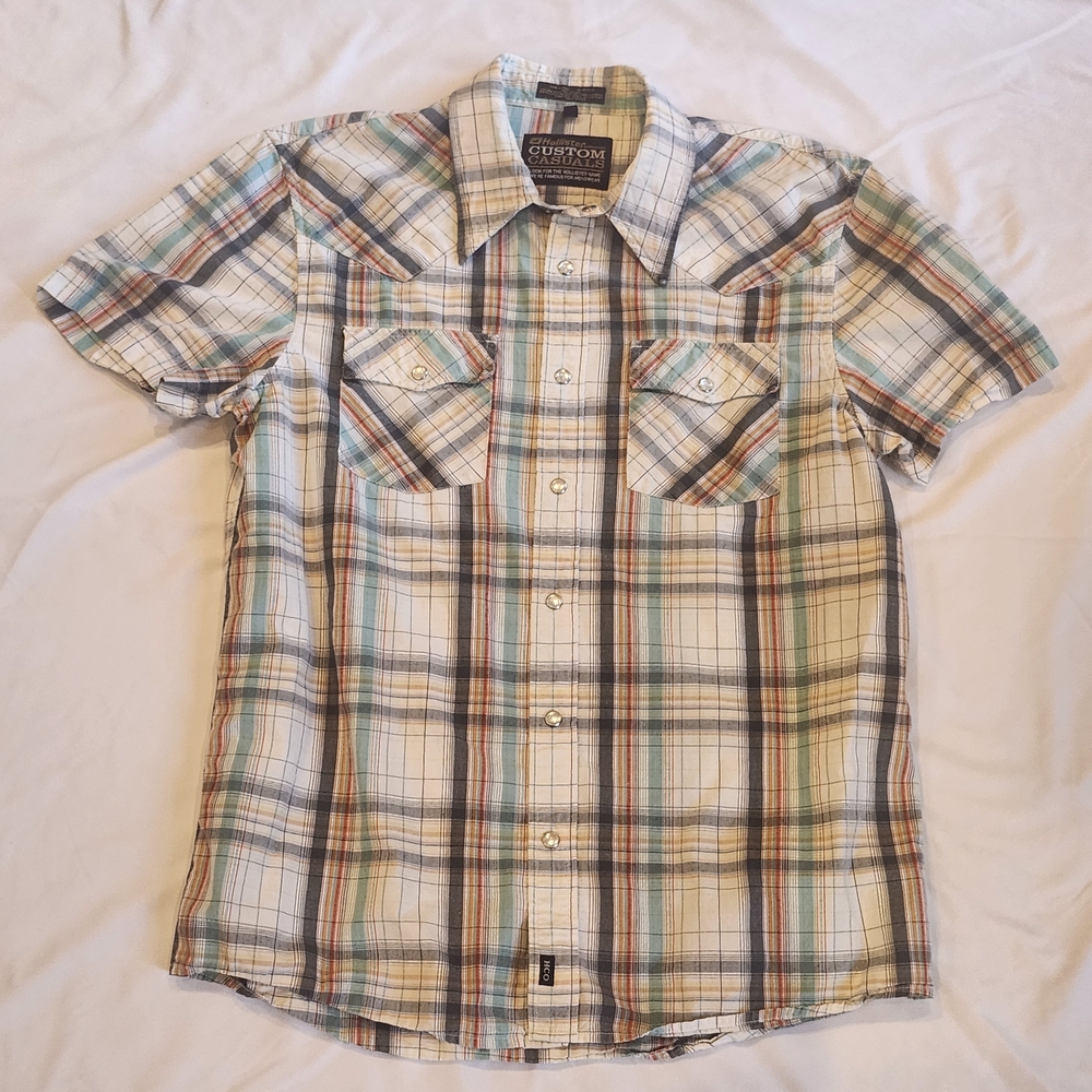 Hollister Multicolor Plaid Button Snap Shirt